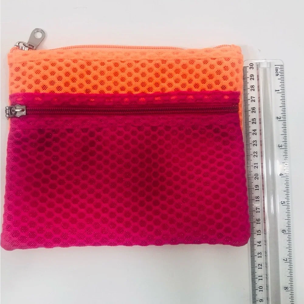Pink/Orange Color block cosmetic bag